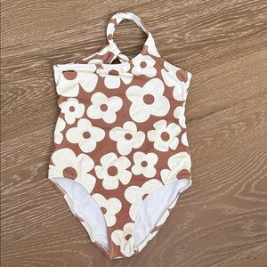Zara Kids Floral One Piece in Brown and White